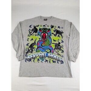 Vintage Youth XL 14 16 GWP Long Sleeve Y2K Skate T Shirt Serpent Snake